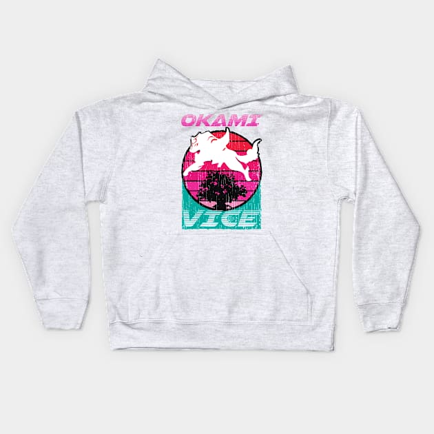 Okami Vice - Miami Vice and Okami Mashup Kids Hoodie by RevLevel